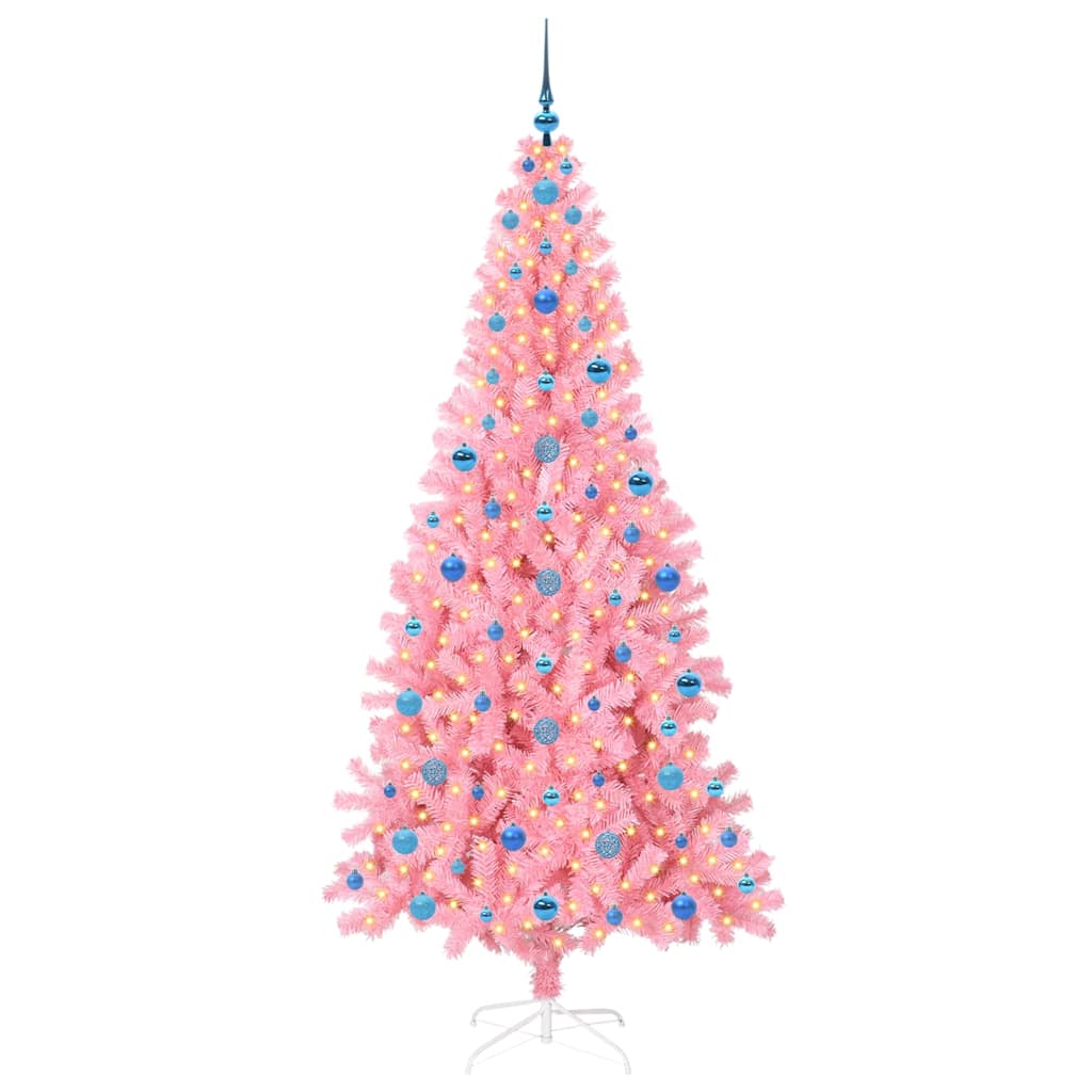 Božićno drvce s 300 LED svjetlima Ružičasta 210 cm PVC