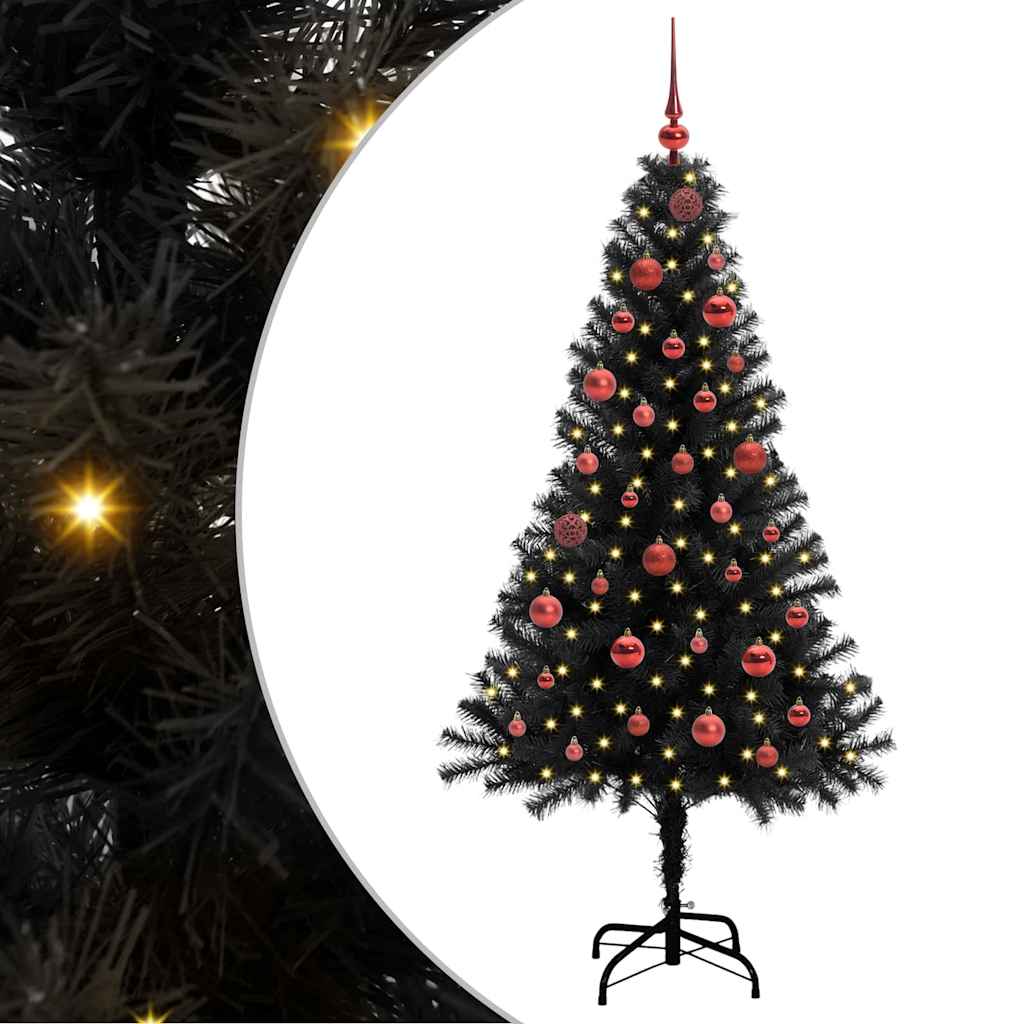 Božićno drvce s 150 LED svjetlima s stalakom Crna 150 cm PVC