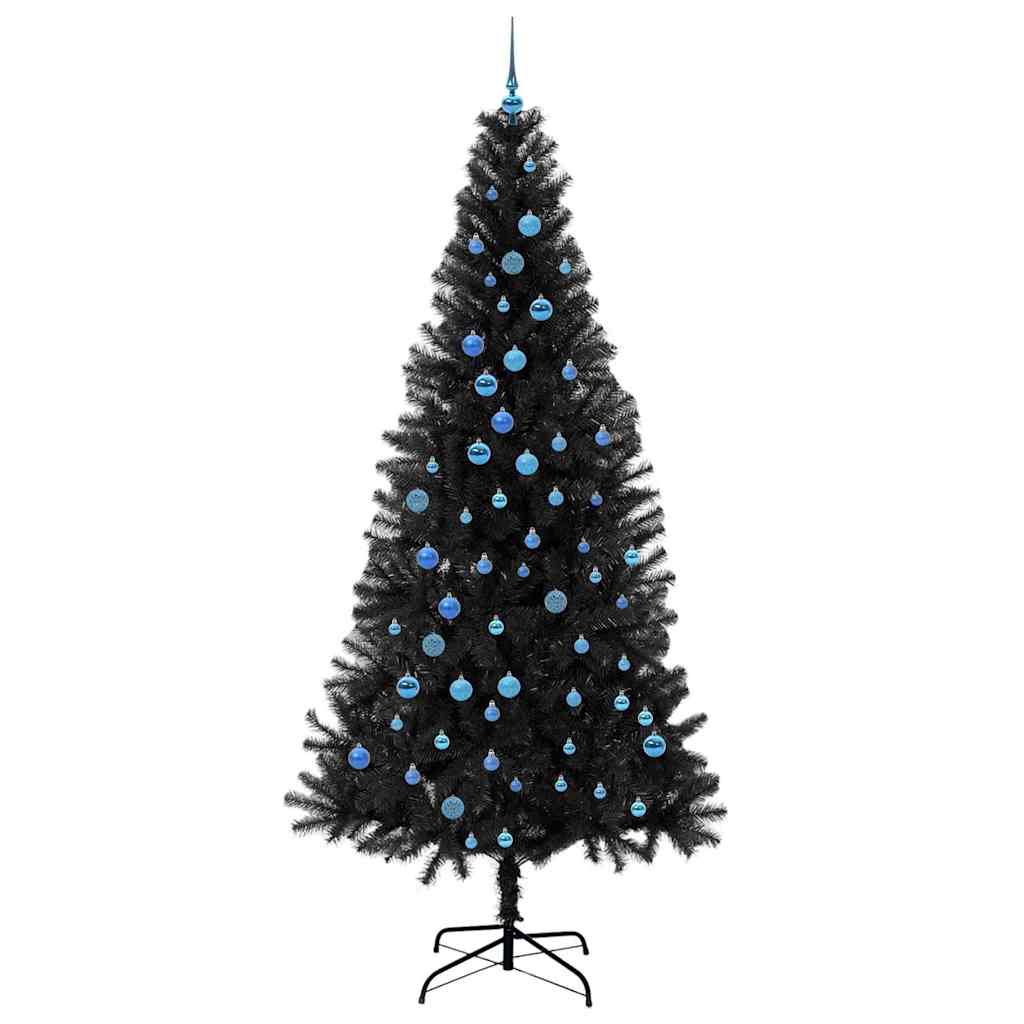 Božićno drvce s 300 LED svjetlima s stalakom Crna 240 cm PVC