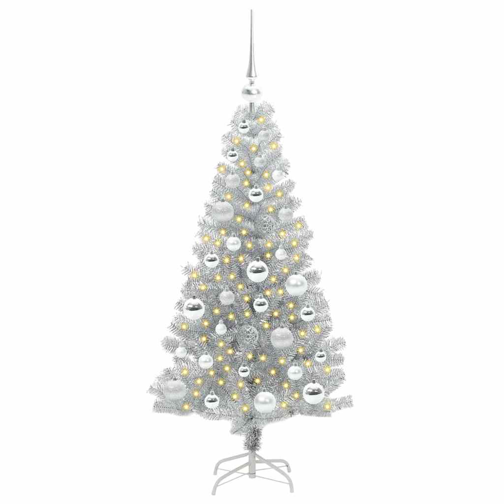 Božićno drvce s 150 LED svjetlima s stalakom Srebrno 120 cm PET
