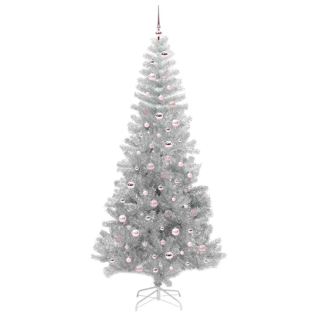 Božićno drvce s 300 LED svjetlima s stalakom Srebrno 240 cm PET