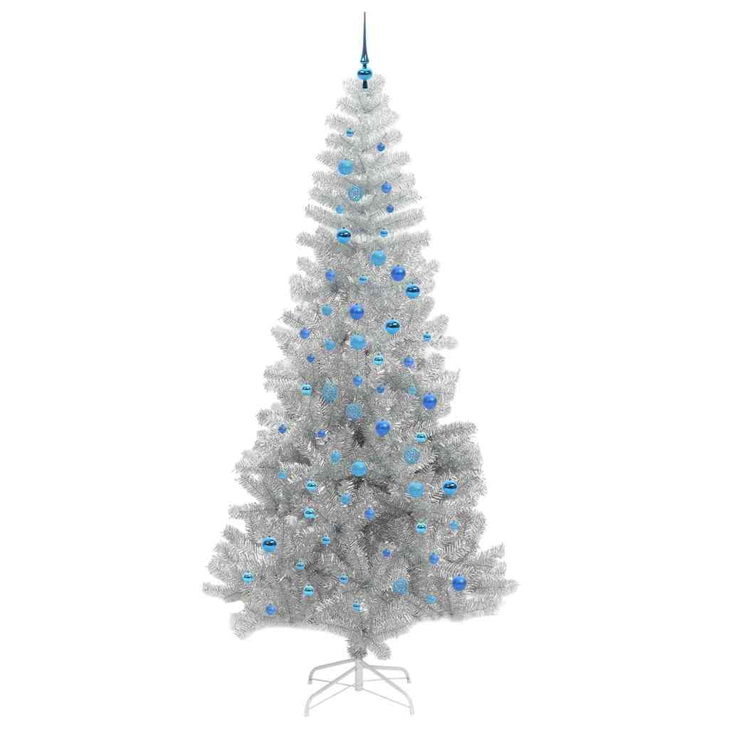Božićno drvce s 300 LED svjetlima s stalakom Srebrno 240 cm PET