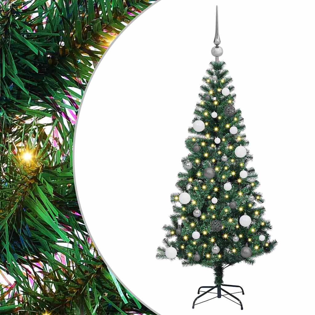 Umjetno predsvijetljeno božićno drvce Zelena 150 cm PVC i metal