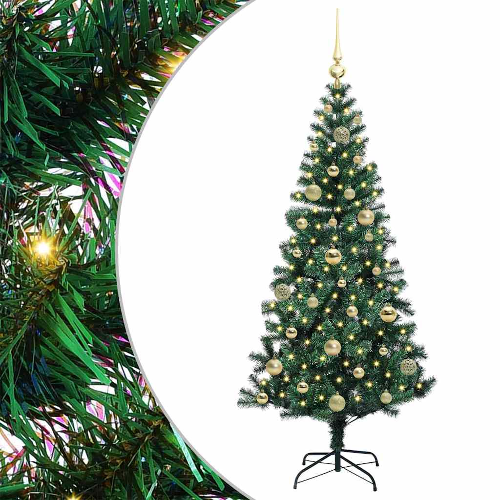Umjetno predsvijetljeno božićno drvce Zelena 150 cm PVC i metal