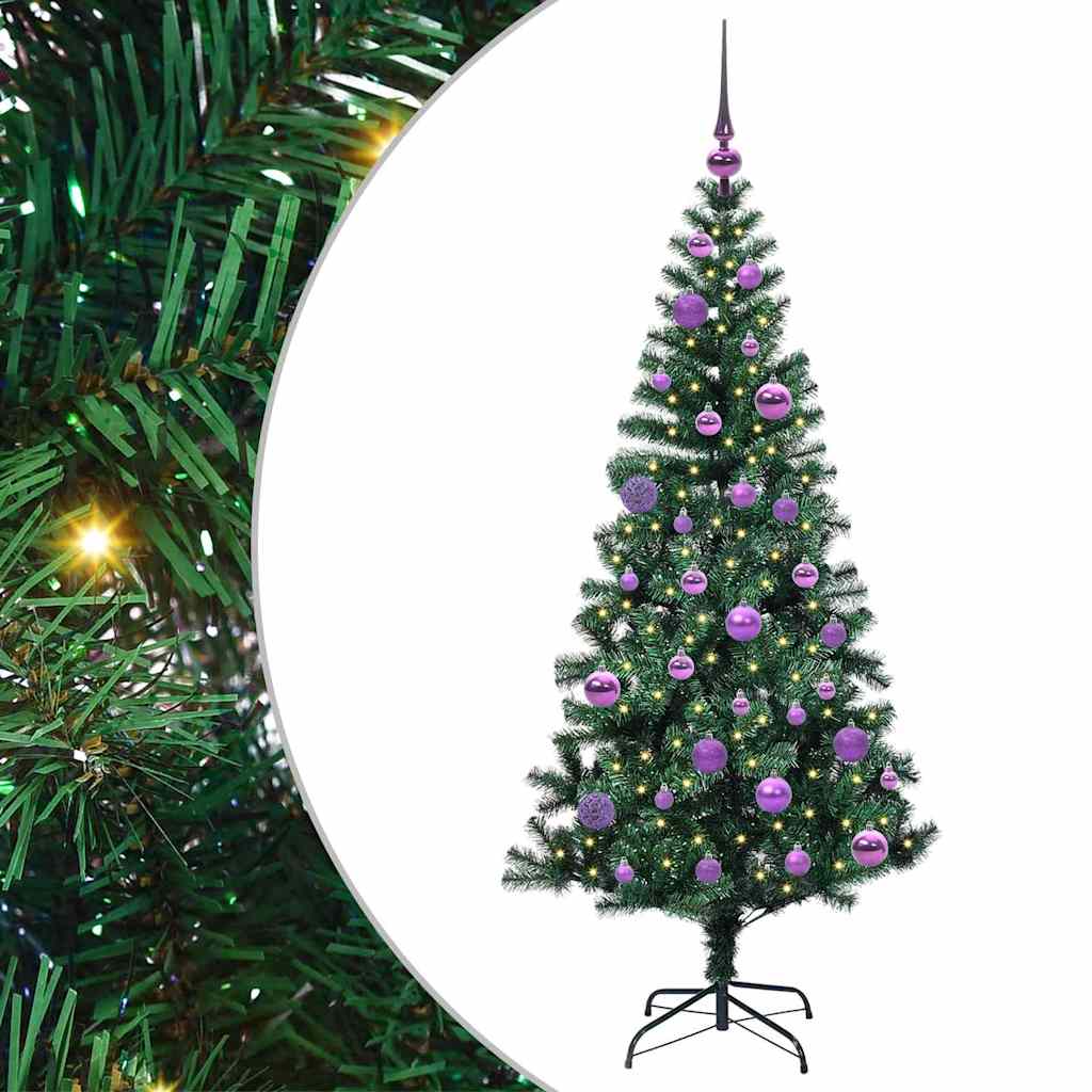 Umjetno predsvijetljeno božićno drvce Zelena 150 cm PVC i metal