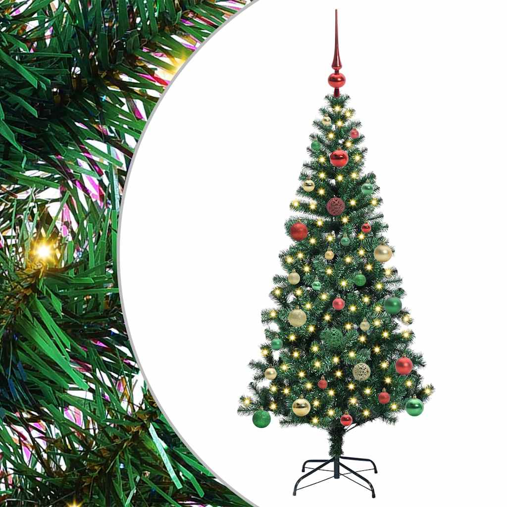 Umjetno predsvijetljeno božićno drvce Zelena 150 cm PVC i metal