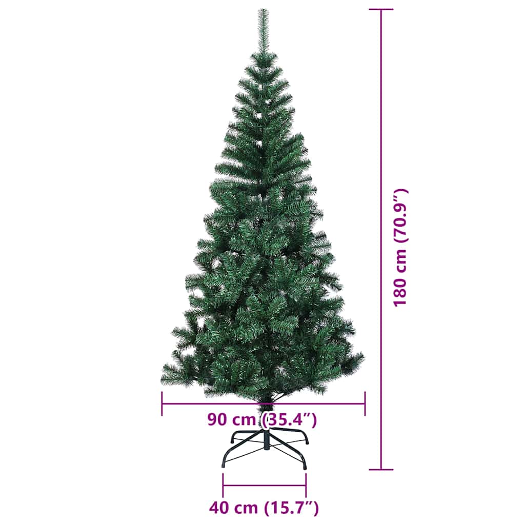 Umjetno predsvijetljeno božićno drvce Zelena 180 cm PVC i metal