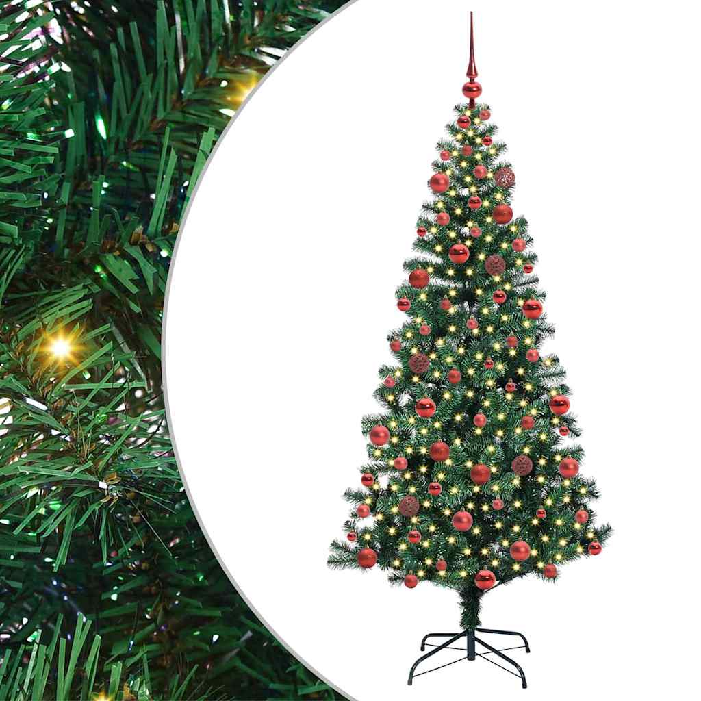 Umjetno predsvijetljeno božićno drvce Zelena 180 cm PVC i metal