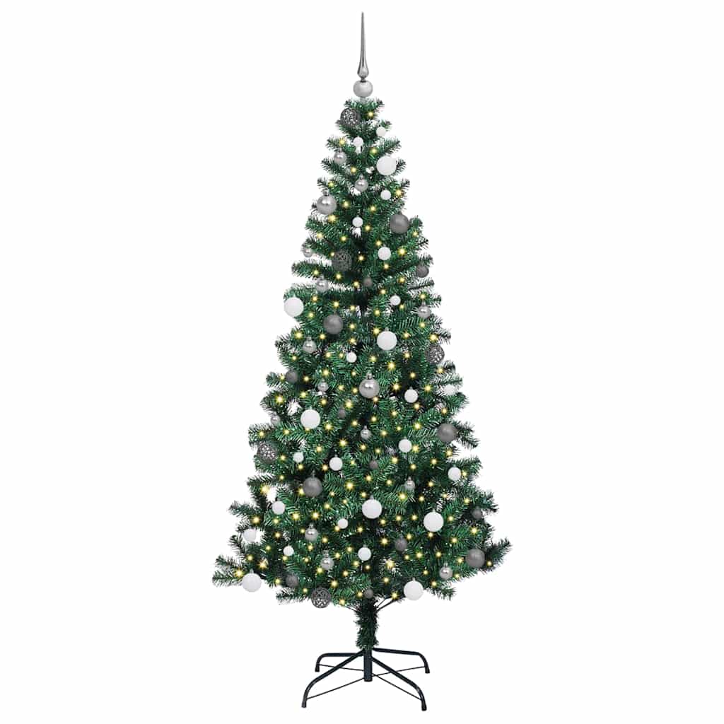 Umjetno predsvijetljeno božićno drvce Zelena 210 cm PVC i metal