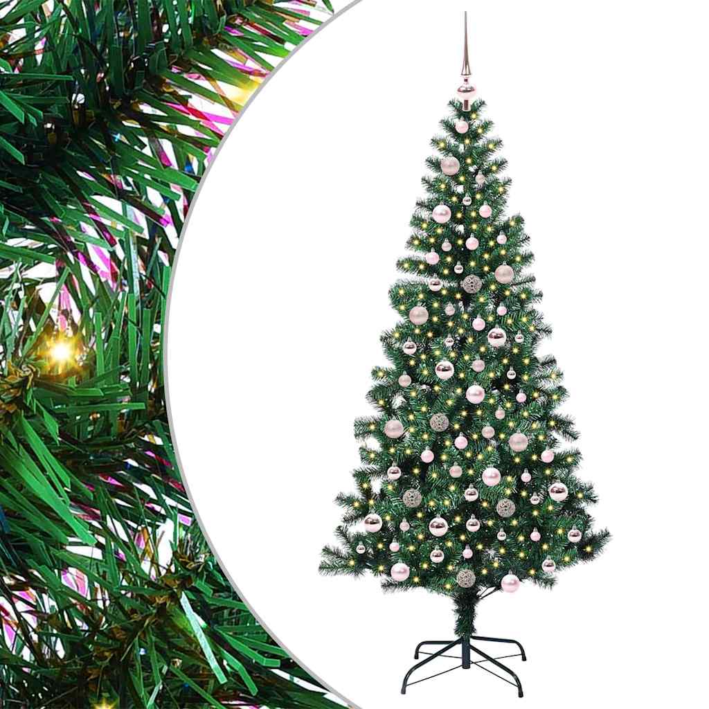Umjetno predsvijetljeno božićno drvce Zelena 210 cm PVC i metal