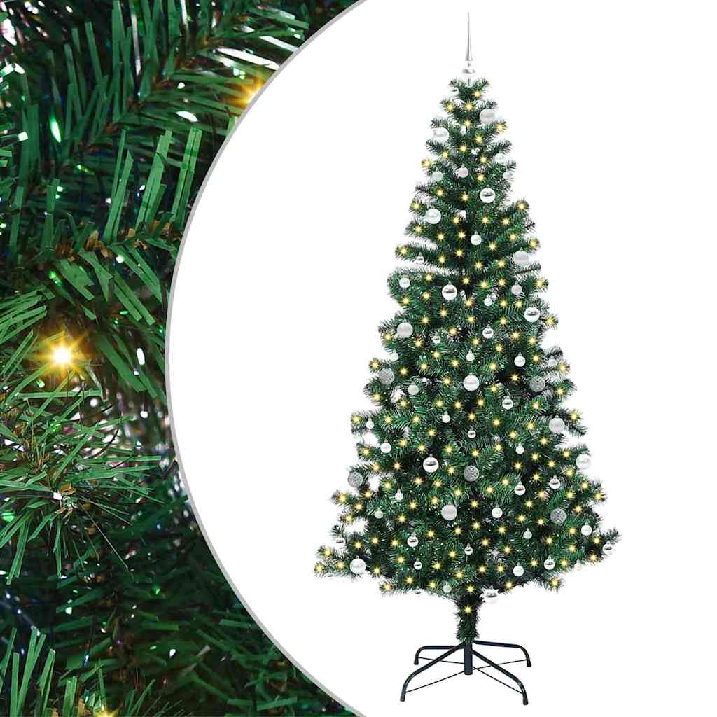 Umjetno predsvijetljeno božićno drvce Zelena 240 cm PVC i metal