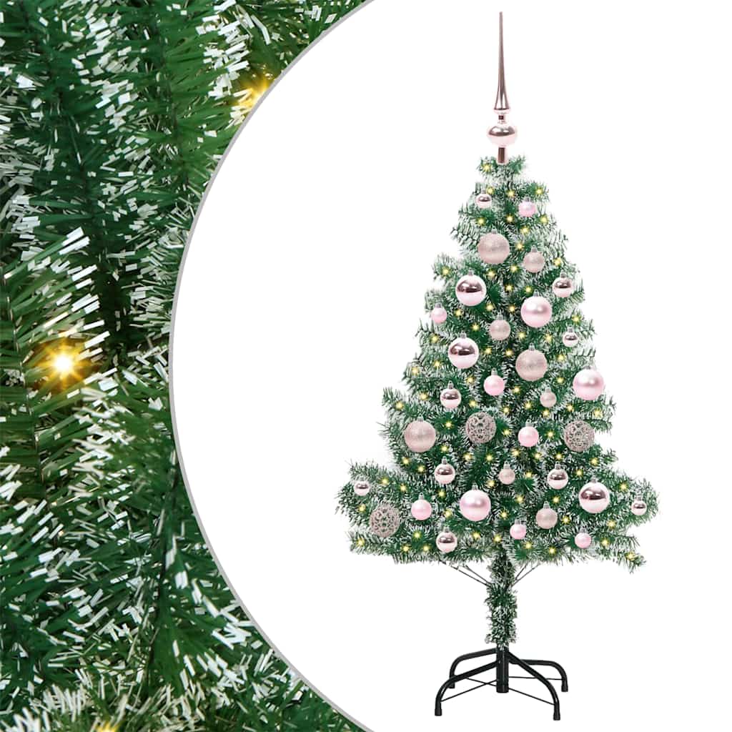 Umjetno Božićno Drvo s Snježnim Flokom i LED Svjetlom 120 cm