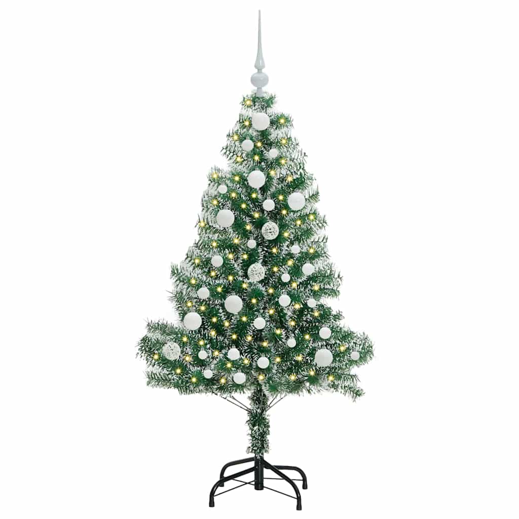 Umjetno Božićno Drvo s Snježnim Flokom i LED Svjetlom 120 cm
