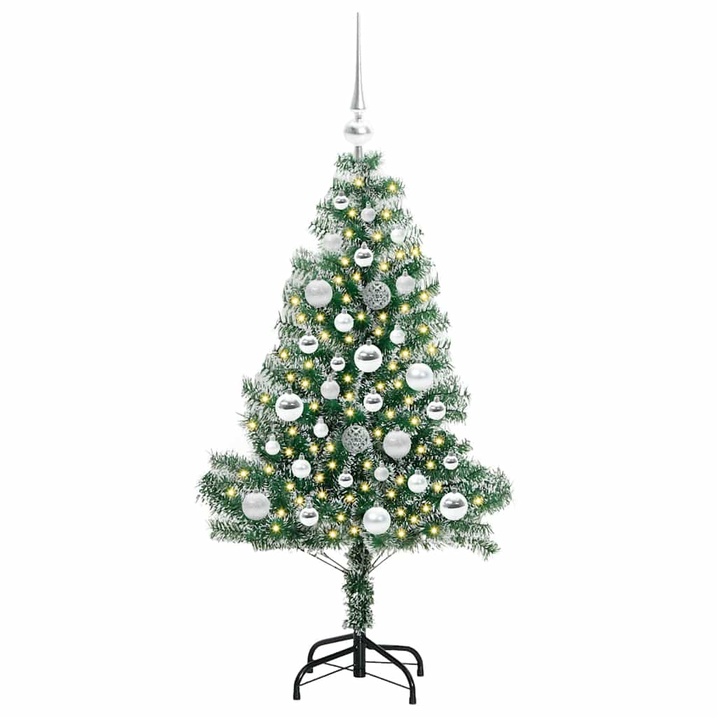 Umjetno Božićno Drvo s Snježnim Flokom i LED Svjetlom 120 cm