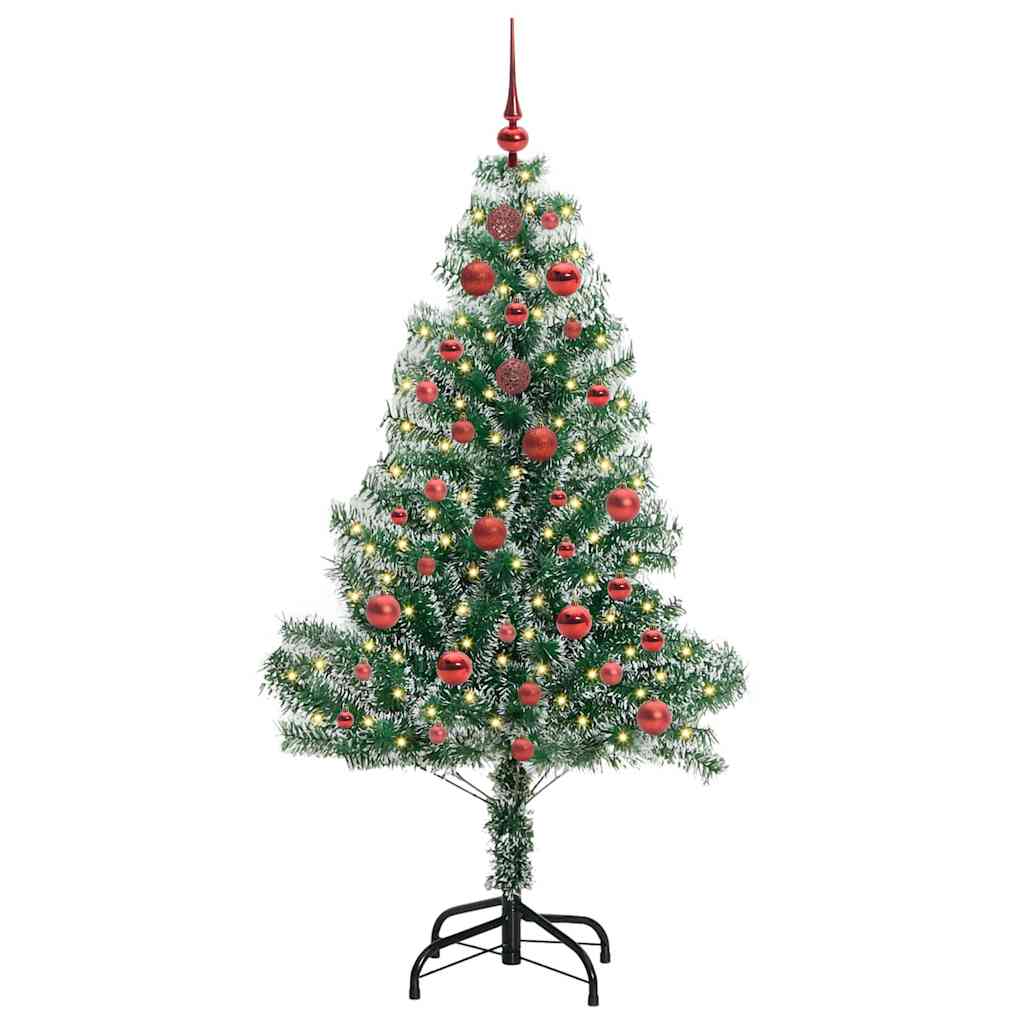 Umjetno Božićno Drvo s Snježnim Flokom i LED Svjetlom 150 cm