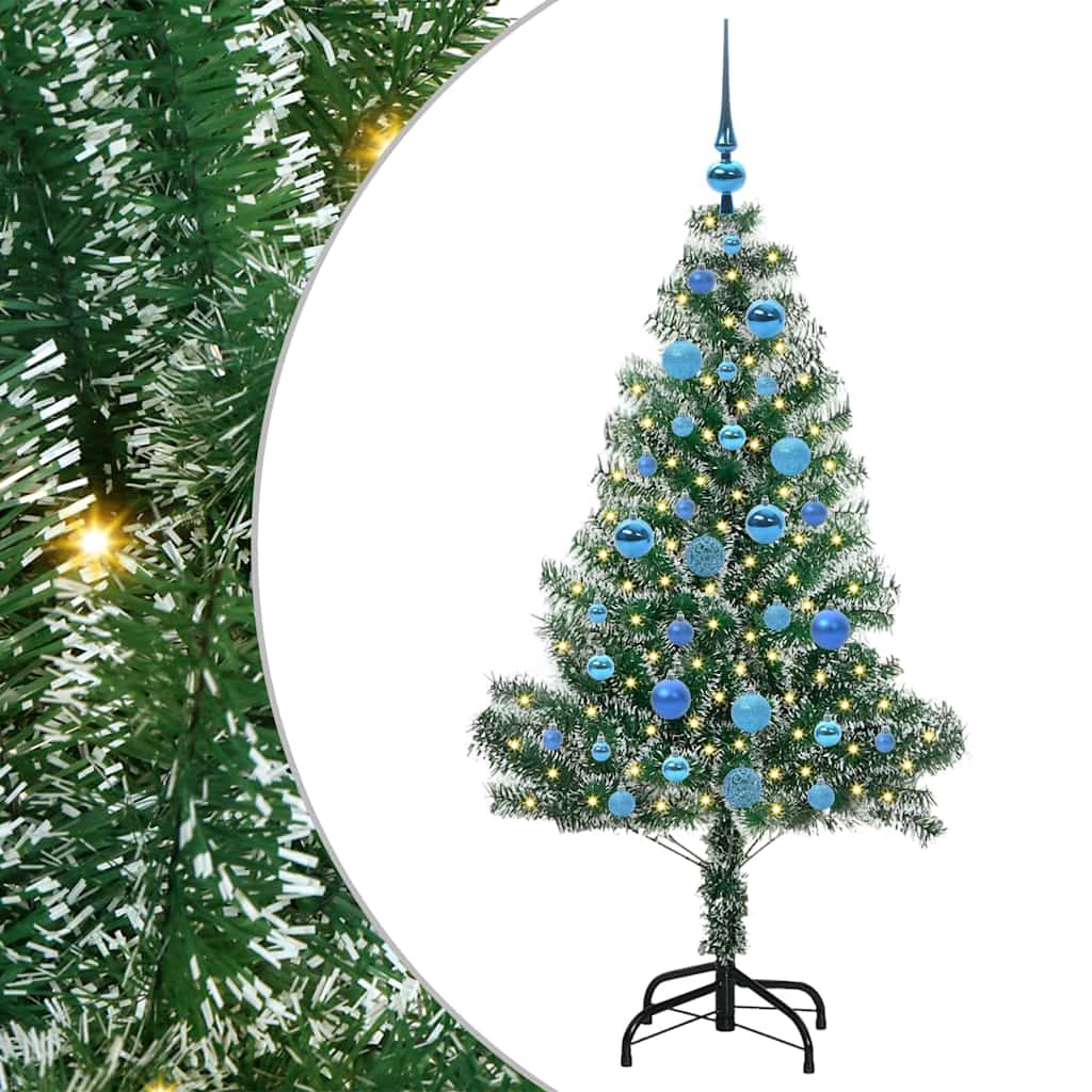 Umjetno Božićno Drvo s Snježnim Flokom i LED Svjetlom 150 cm