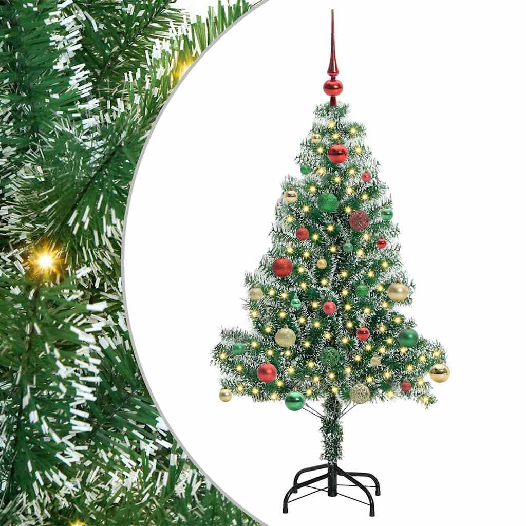 Umjetno Božićno Drvo s Snježnim Flokom i LED Svjetlom 150 cm
