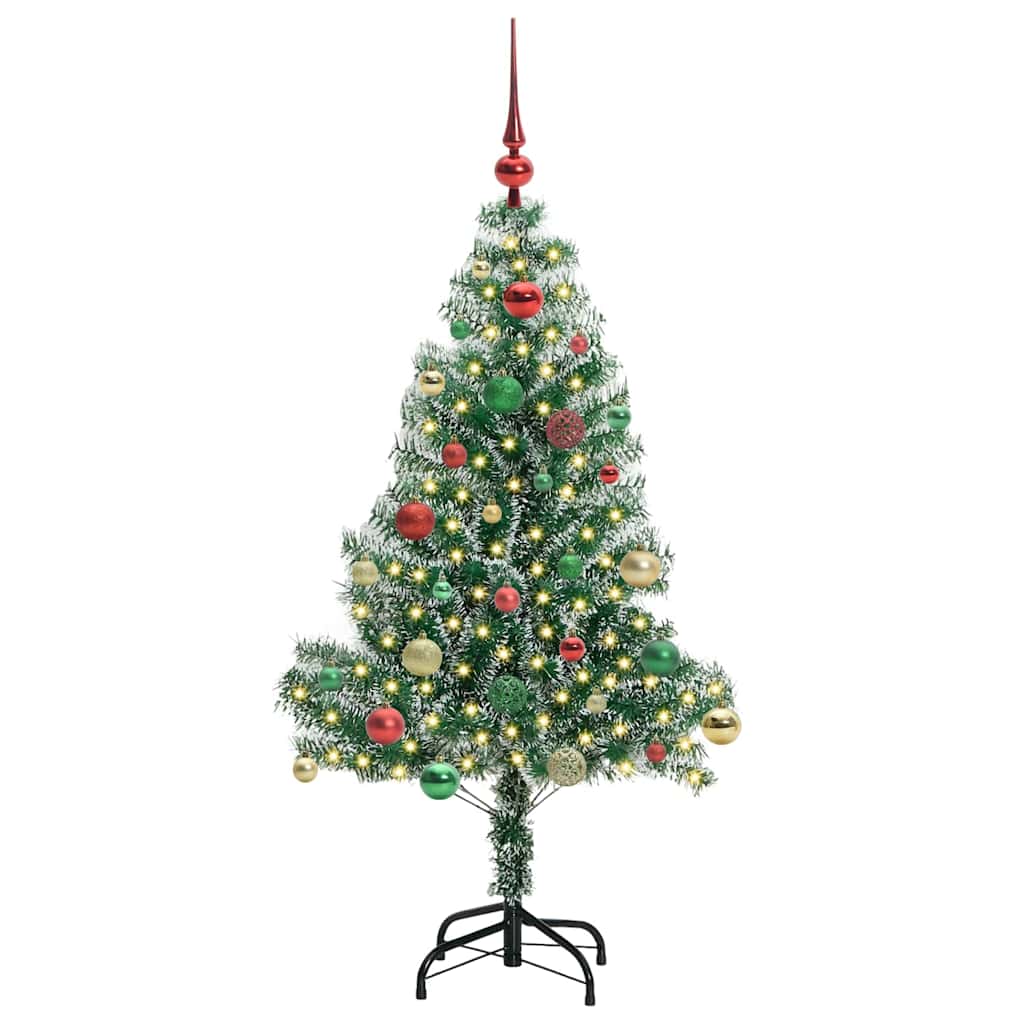 Umjetno Božićno Drvo s Snježnim Flokom i LED Svjetlom 150 cm