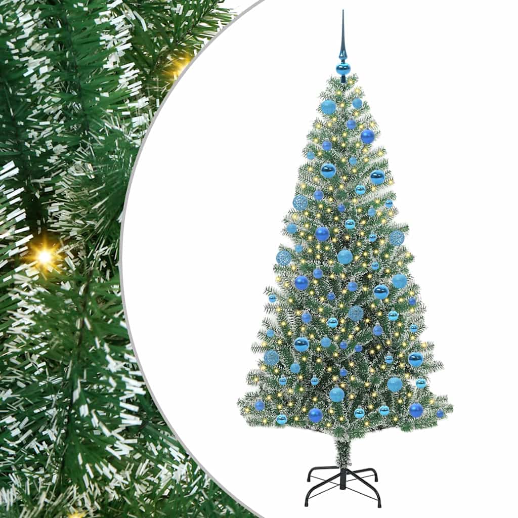 Umjetno Božićno Drvo s Snježnim Flokom i LED Svjetlom 180 cm