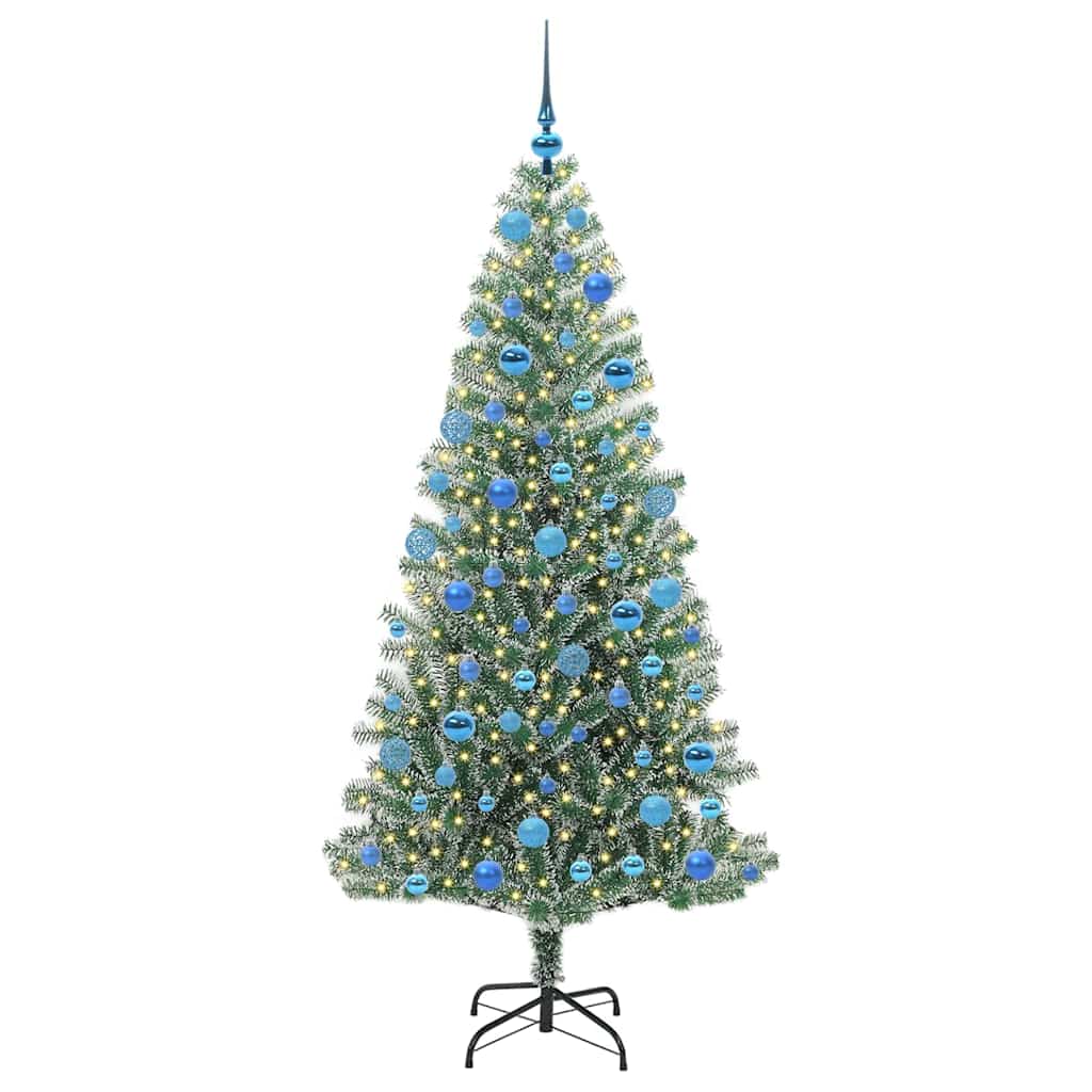 Umjetno Božićno Drvo s Snježnim Flokom i LED Svjetlom 180 cm
