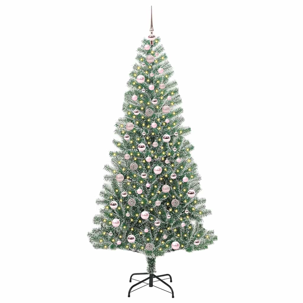 Umjetno Božićno Drvo s Snježnim Flokom i LED Svjetlom 210 cm