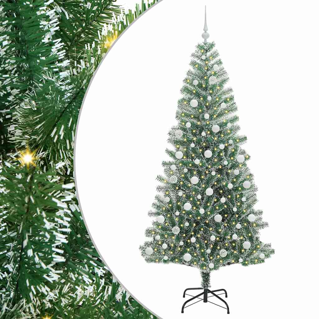 Umjetno Božićno Drvo s Snježnim Flokom i LED Svjetlom 210 cm