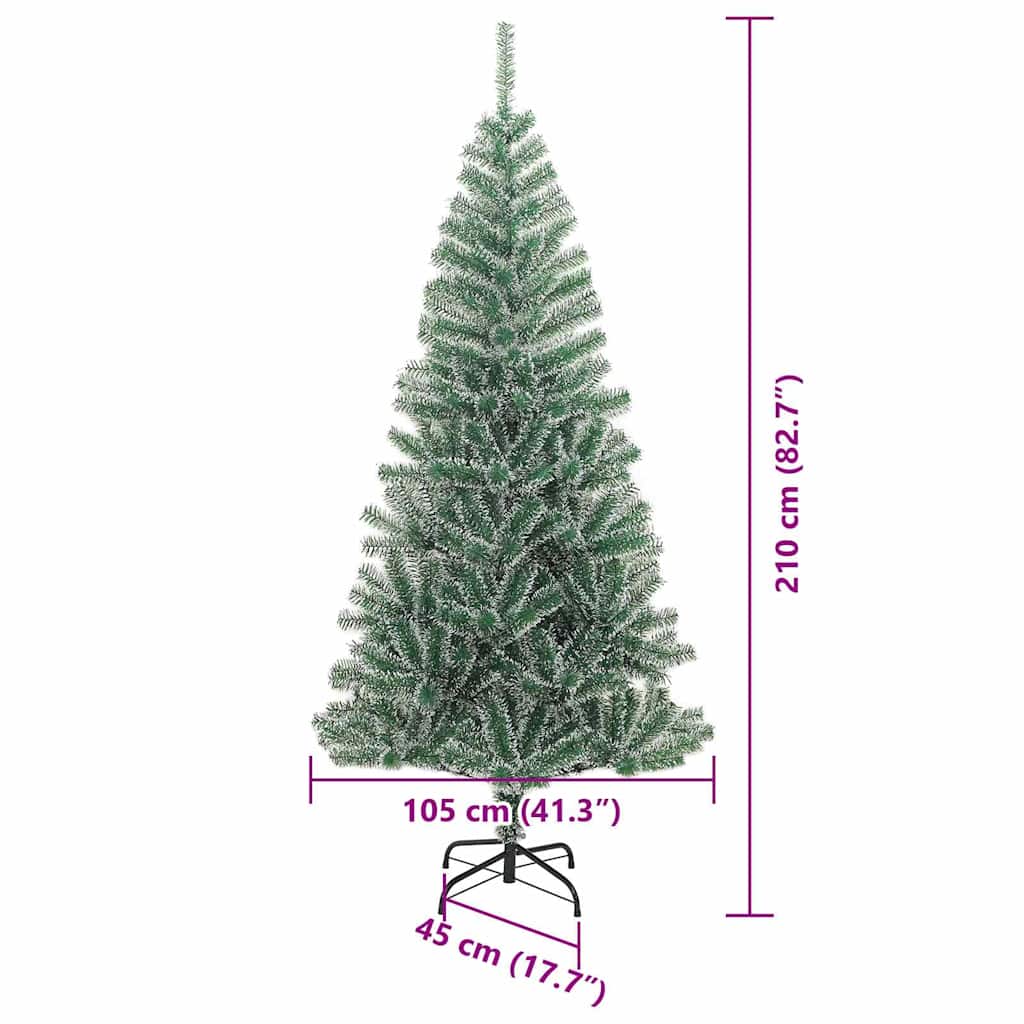 Umjetno Božićno Drvo s Snježnim Flokom i LED Svjetlom 210 cm