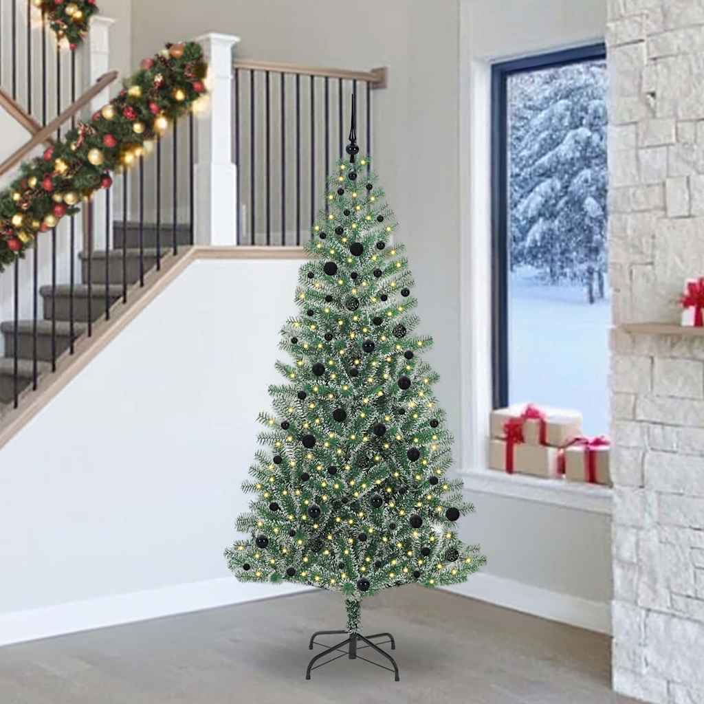 Umjetno Božićno Drvo s Snježnim Flokom i LED Svjetlom 240 cm