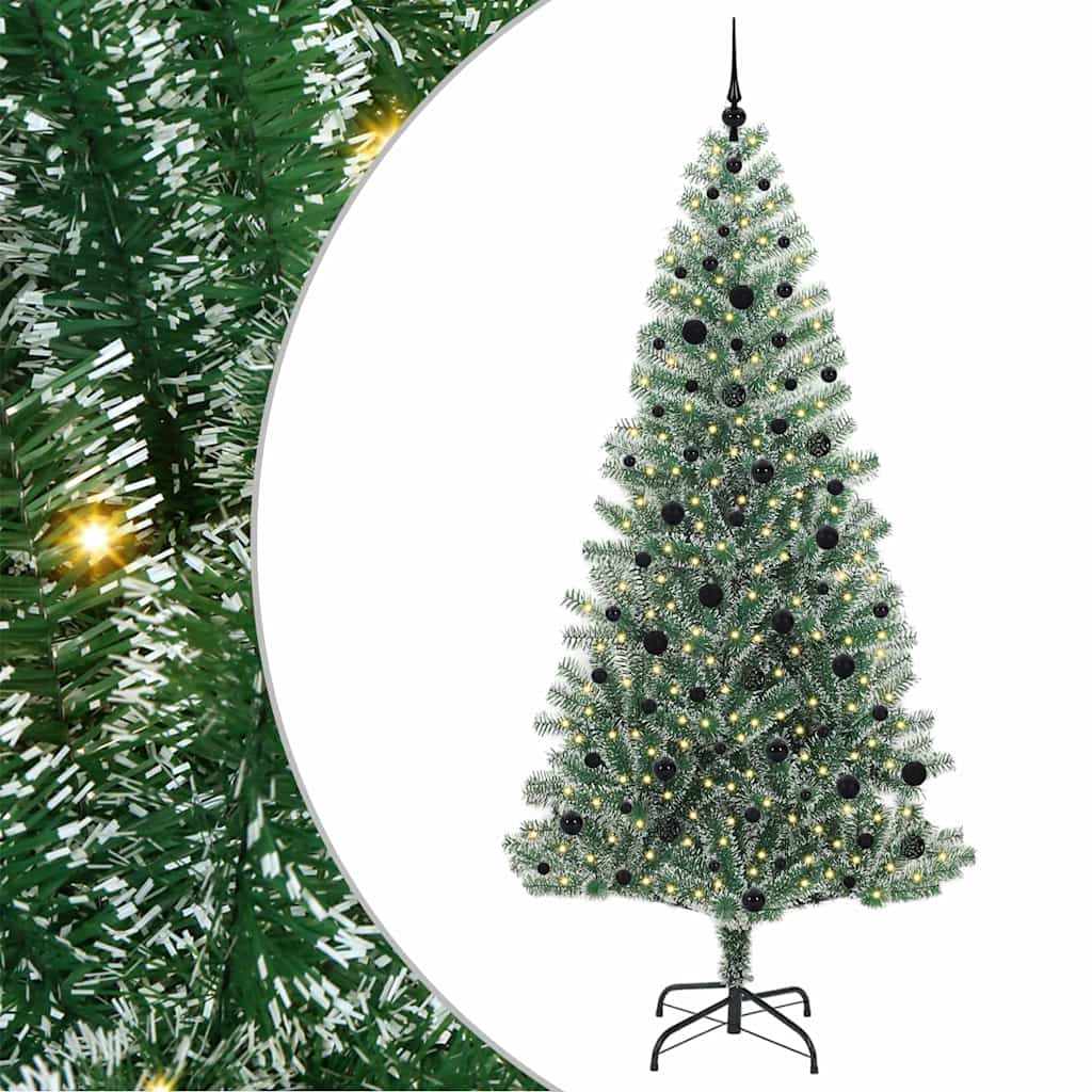 Umjetno Božićno Drvo s Snježnim Flokom i LED Svjetlom 240 cm