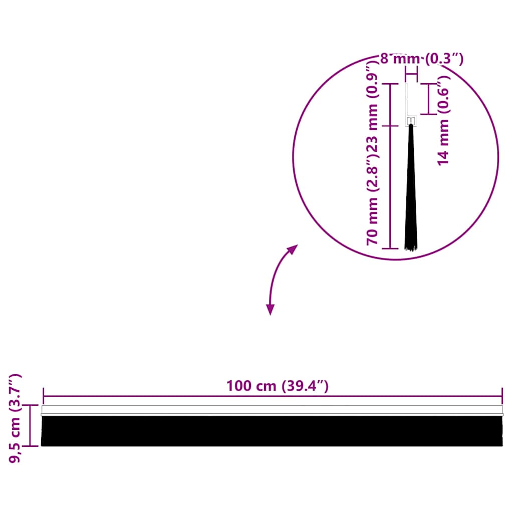 Samoljepljivi pečati za vrata 12 pcs Crna 100 cm
