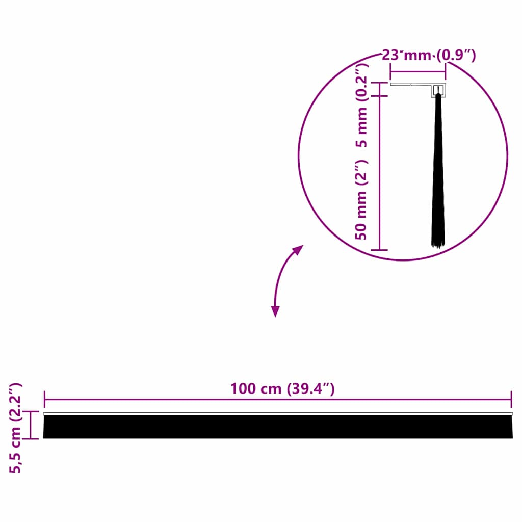 Samoljepljivi pečati za vrata 6 pcs Crna 100 cm