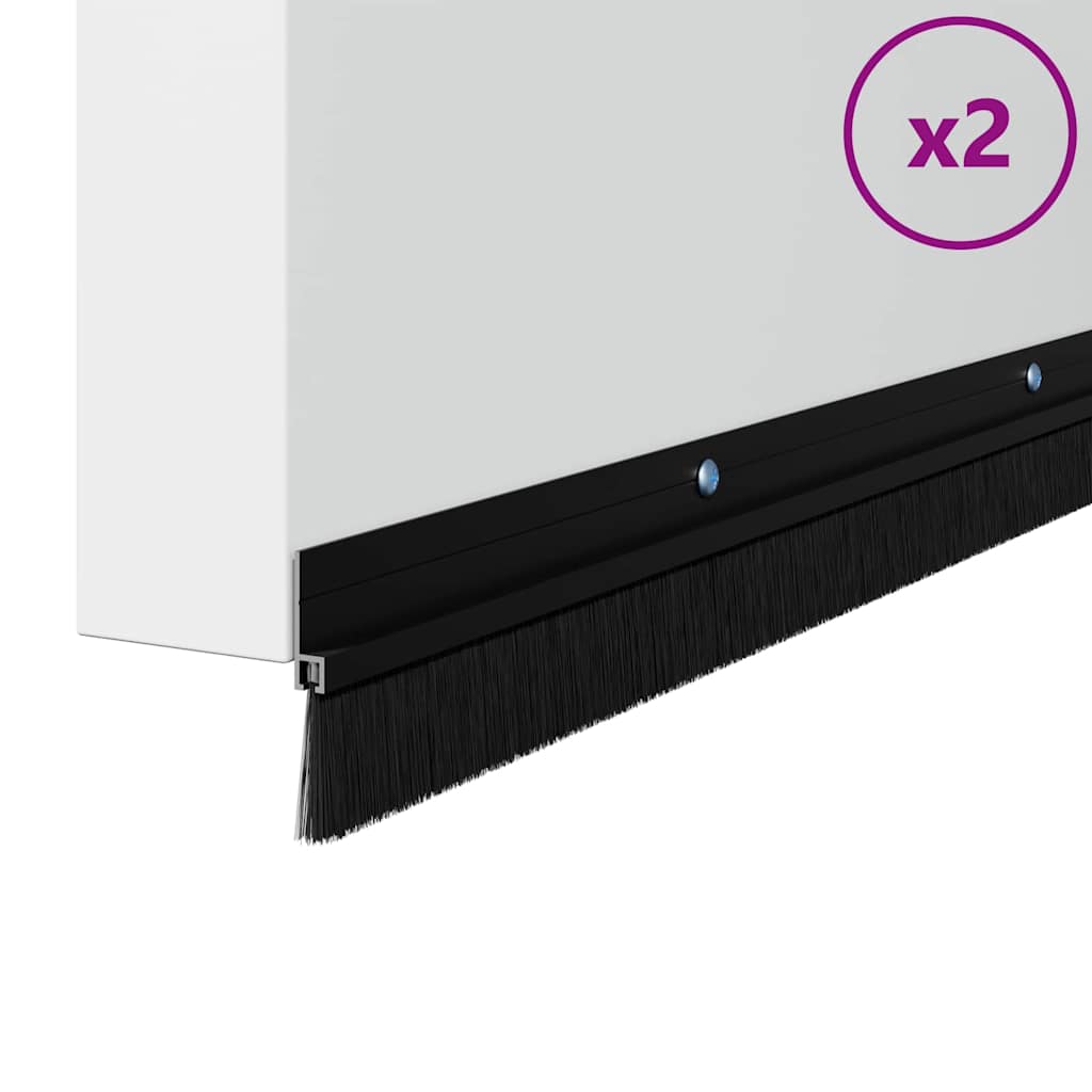Držač četke za vrata 2 pcs Crna 100 cm Aluminijski legura