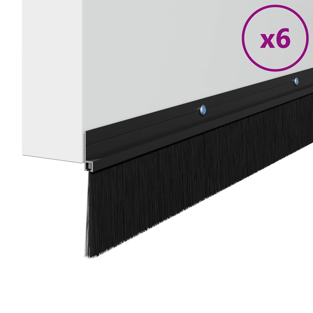Držač četke za vrata 6 pcs Crna 100 cm Aluminijski legura
