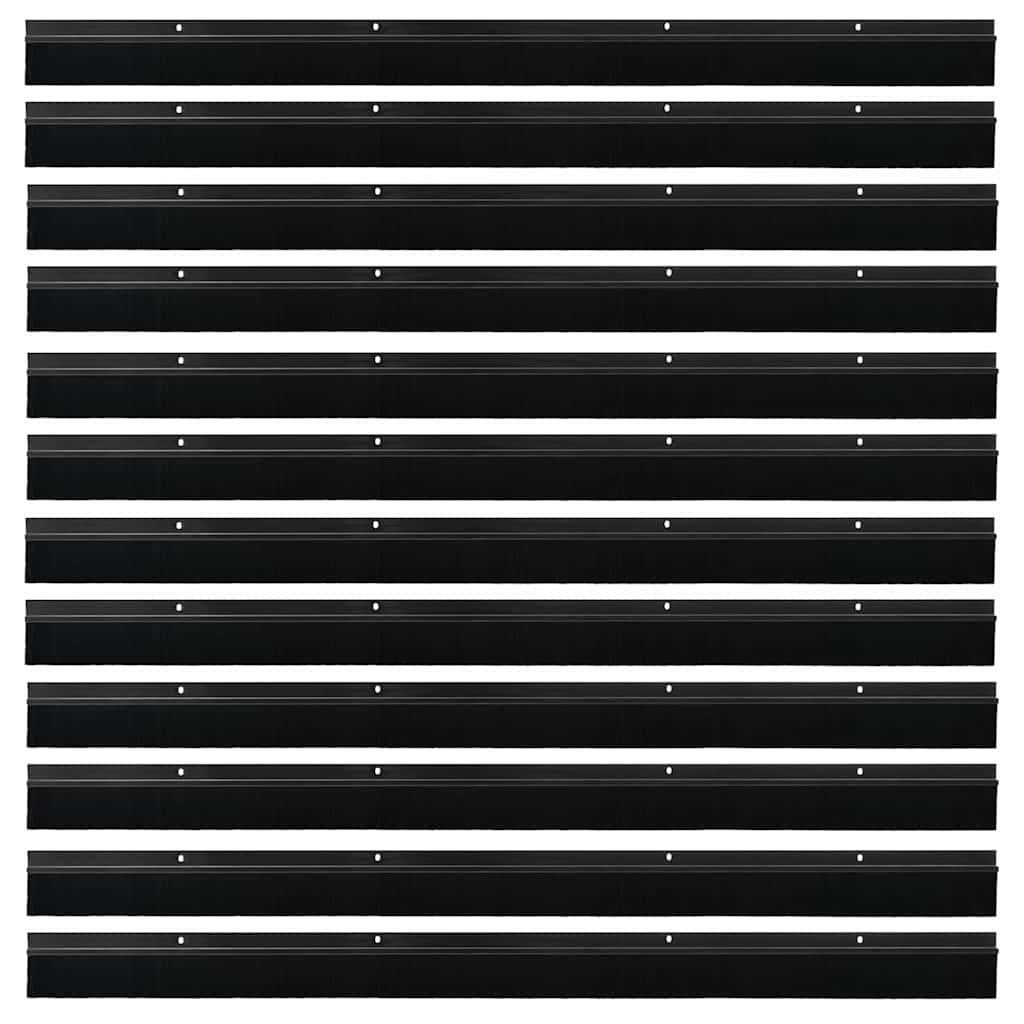 Držač četke za vrata 12 pcs Crna 100 cm Aluminijski legura