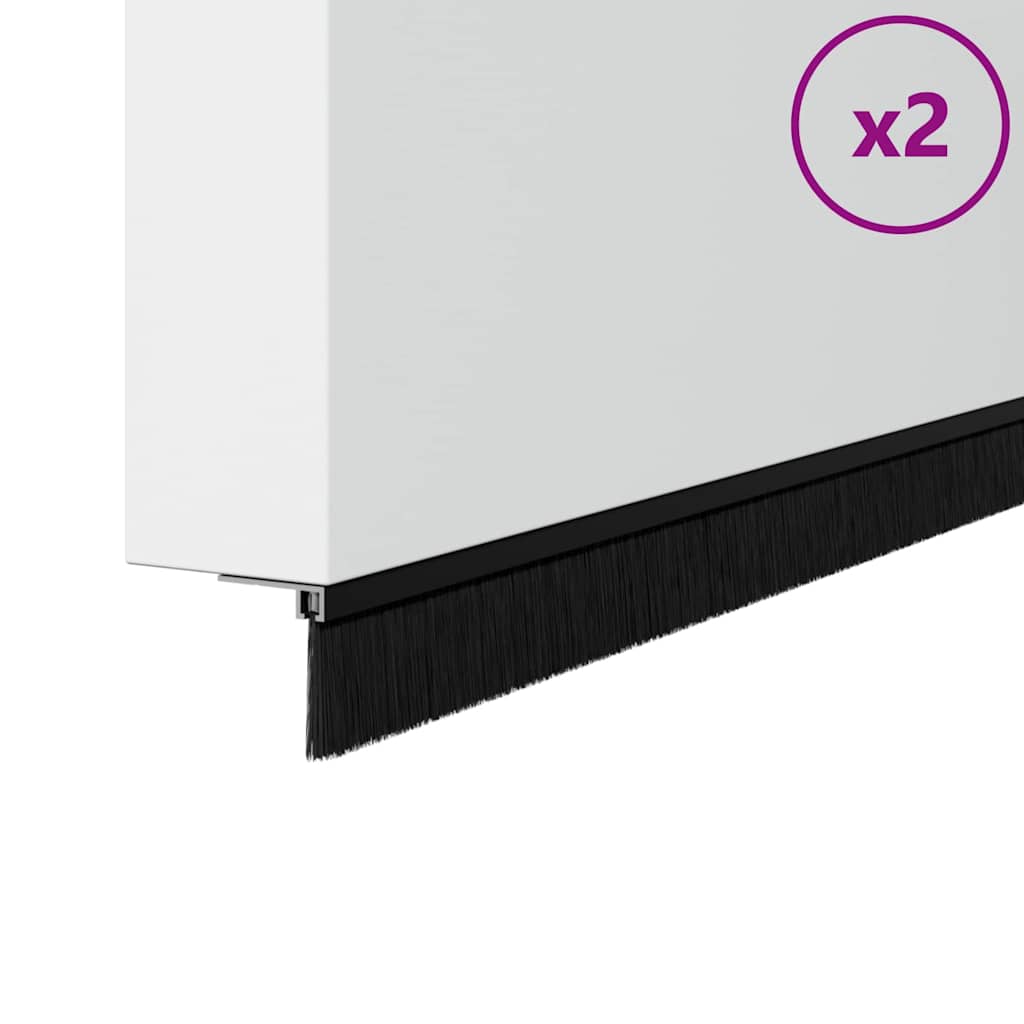 Držač četke za vrata 2 pcs Crna 100 cm Aluminijski legura