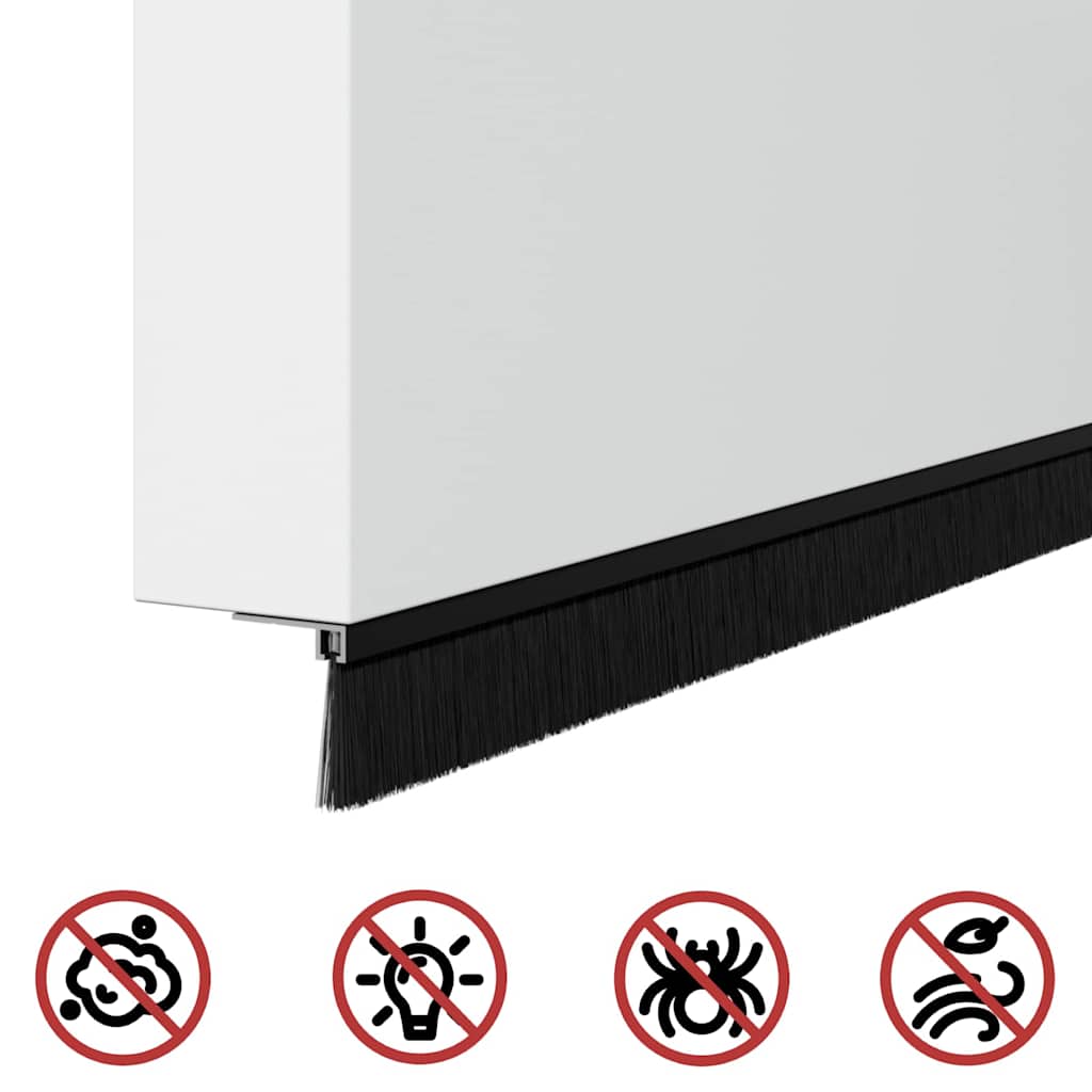 Držač četke za vrata 2 pcs Crna 100 cm Aluminijski legura