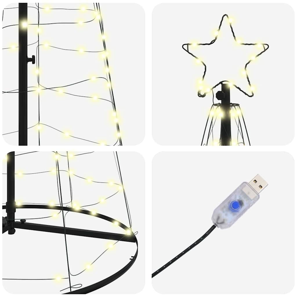 LED božićno drvce s čavlima za tlo Topla bijela 250 cm Željezo