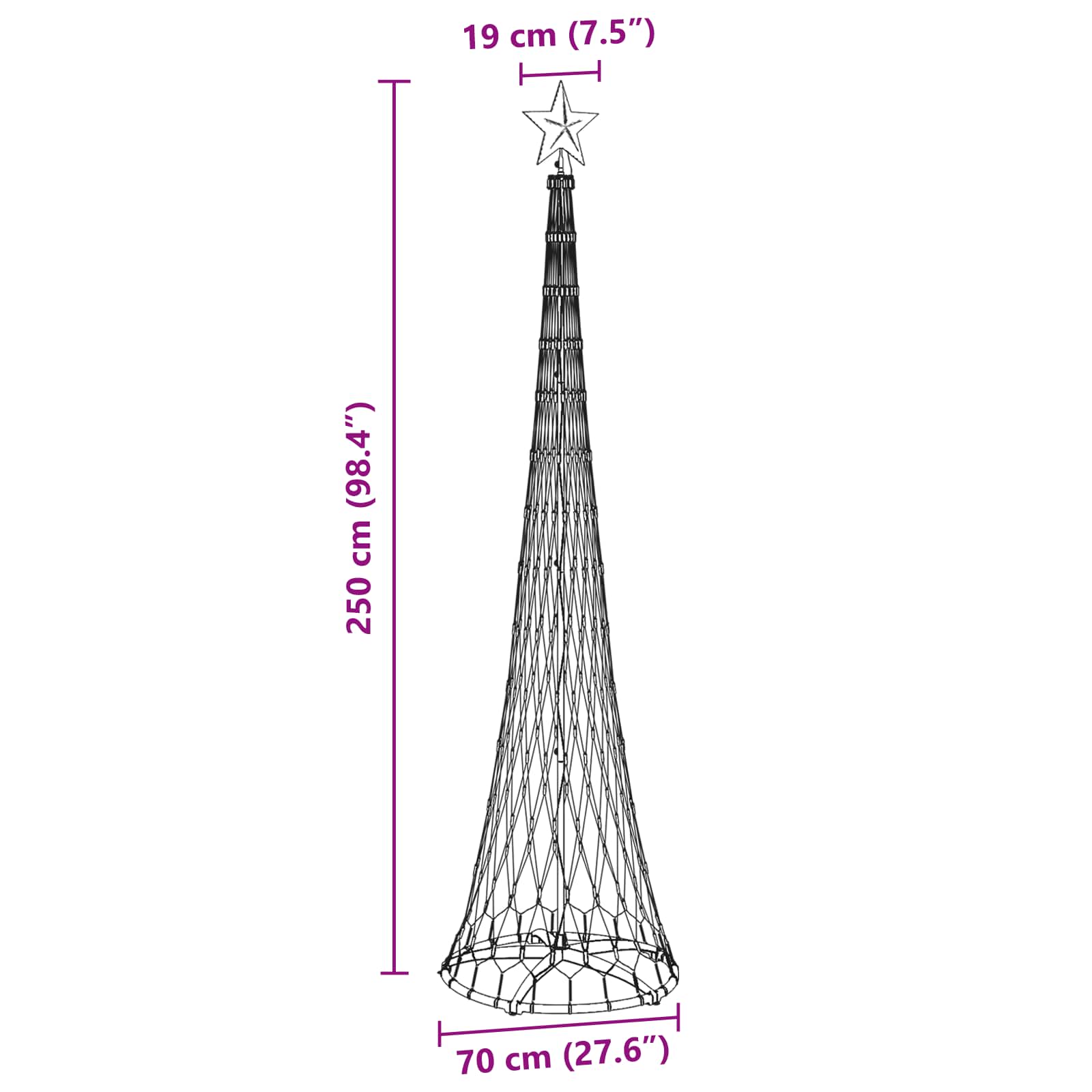 LED božićno drvce s stalakom Hladna bijela 250 cm Metal