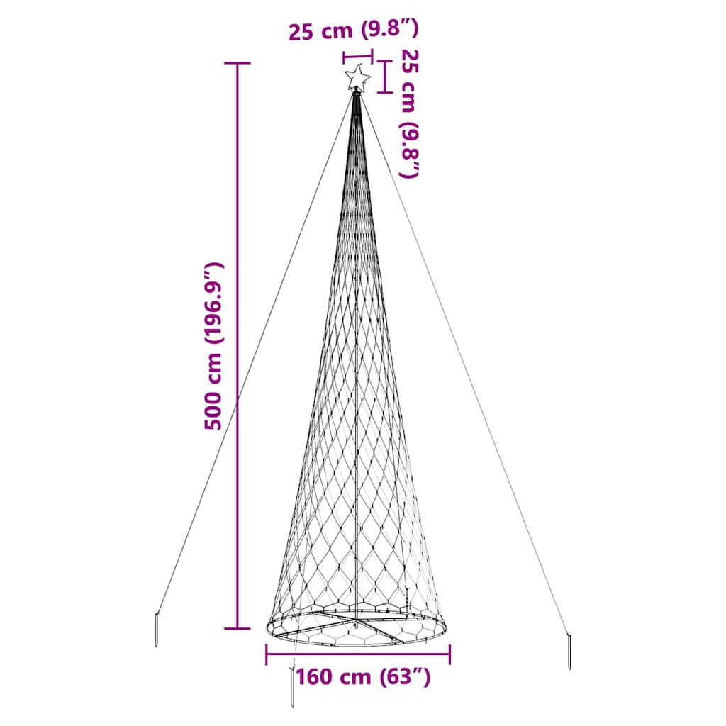 LED božićno drvce s stalakom Hladna bijela 500 cm Metal