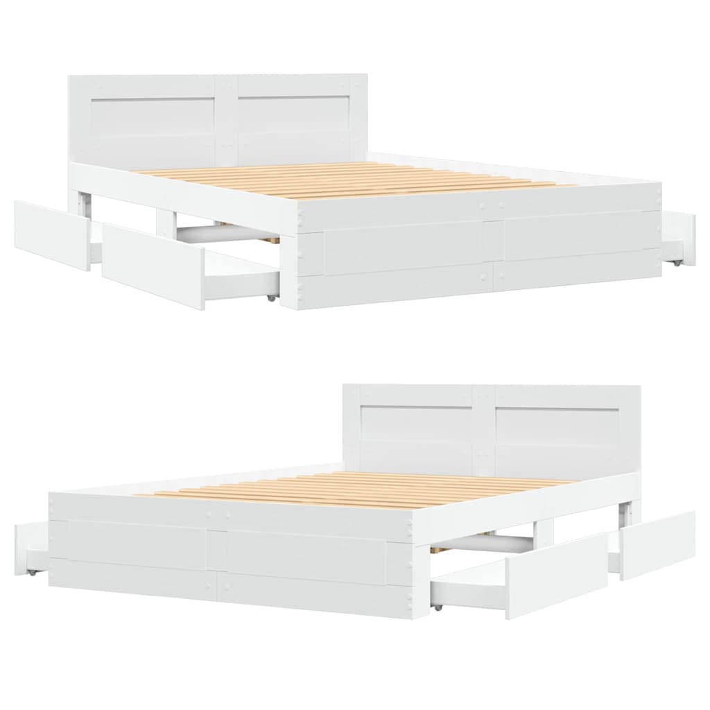 Krevetna konstrukcija s uzglavljem 2 pcs Bijeli 137 x 188 cm