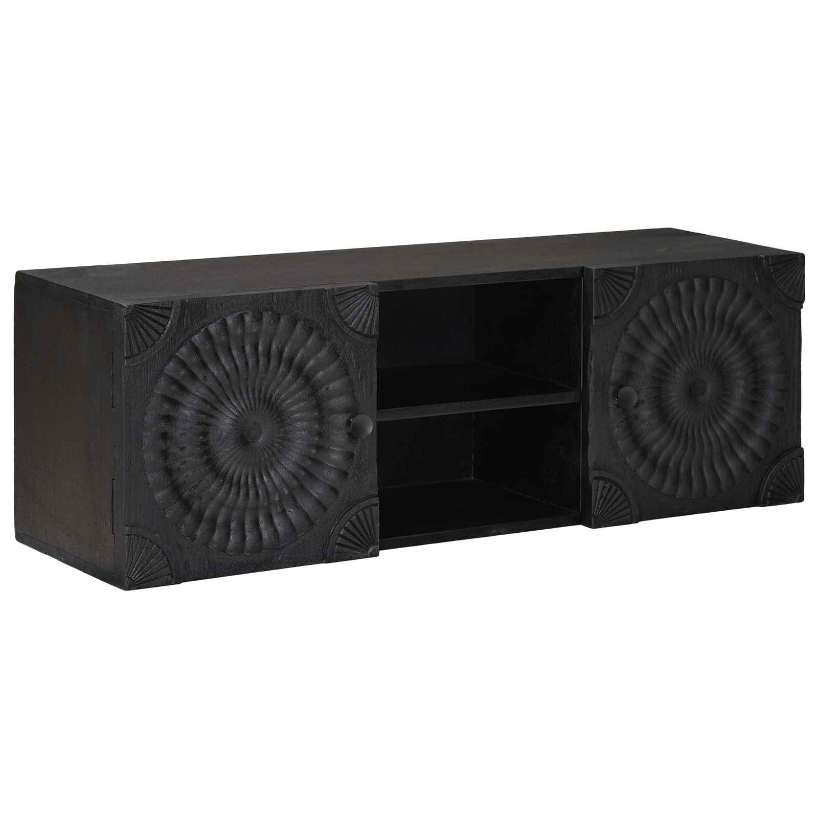 TV ormar s policom s pohranom s vratima Crna 105 x 30 x 35 cm