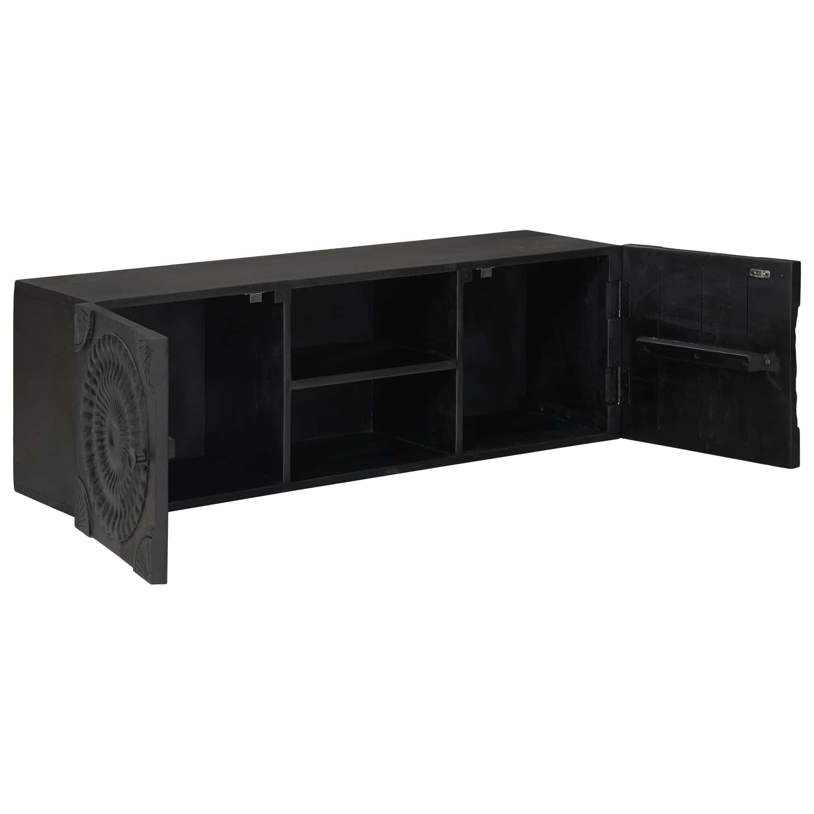 TV ormar s policom s pohranom s vratima Crna 105 x 30 x 35 cm