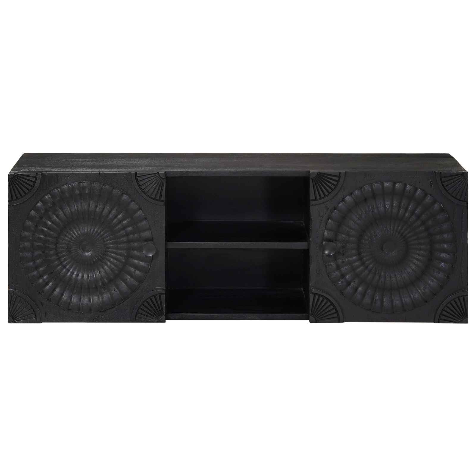 TV ormar s policom s pohranom s vratima Crna 105 x 30 x 35 cm