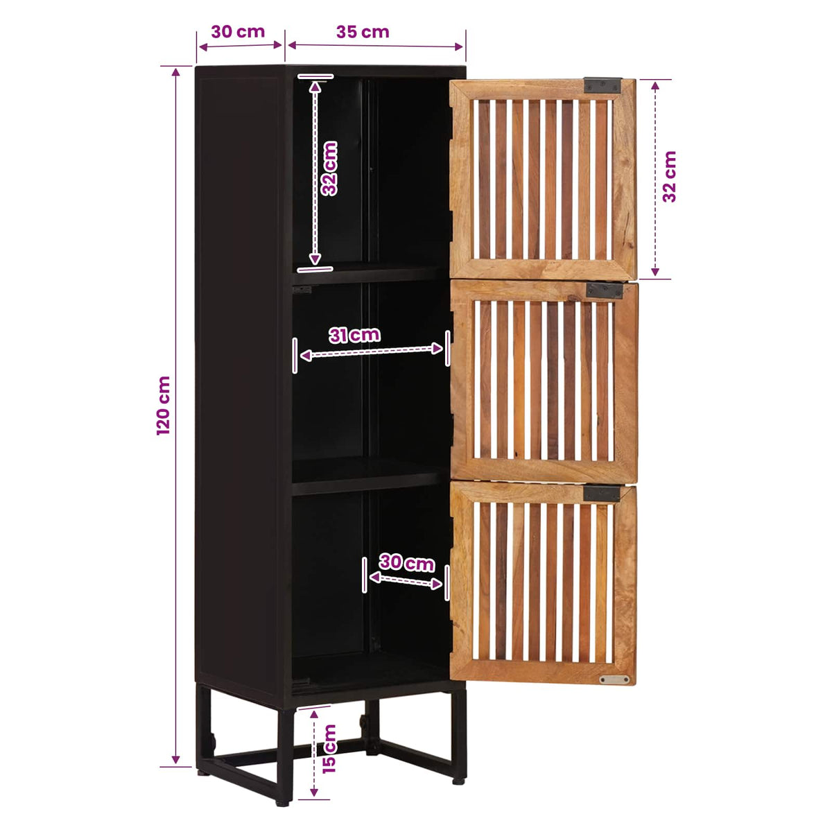Highboard 35 x 30 x 120 cm Čvrsto Mango Drvo i Inženjersko Drvo