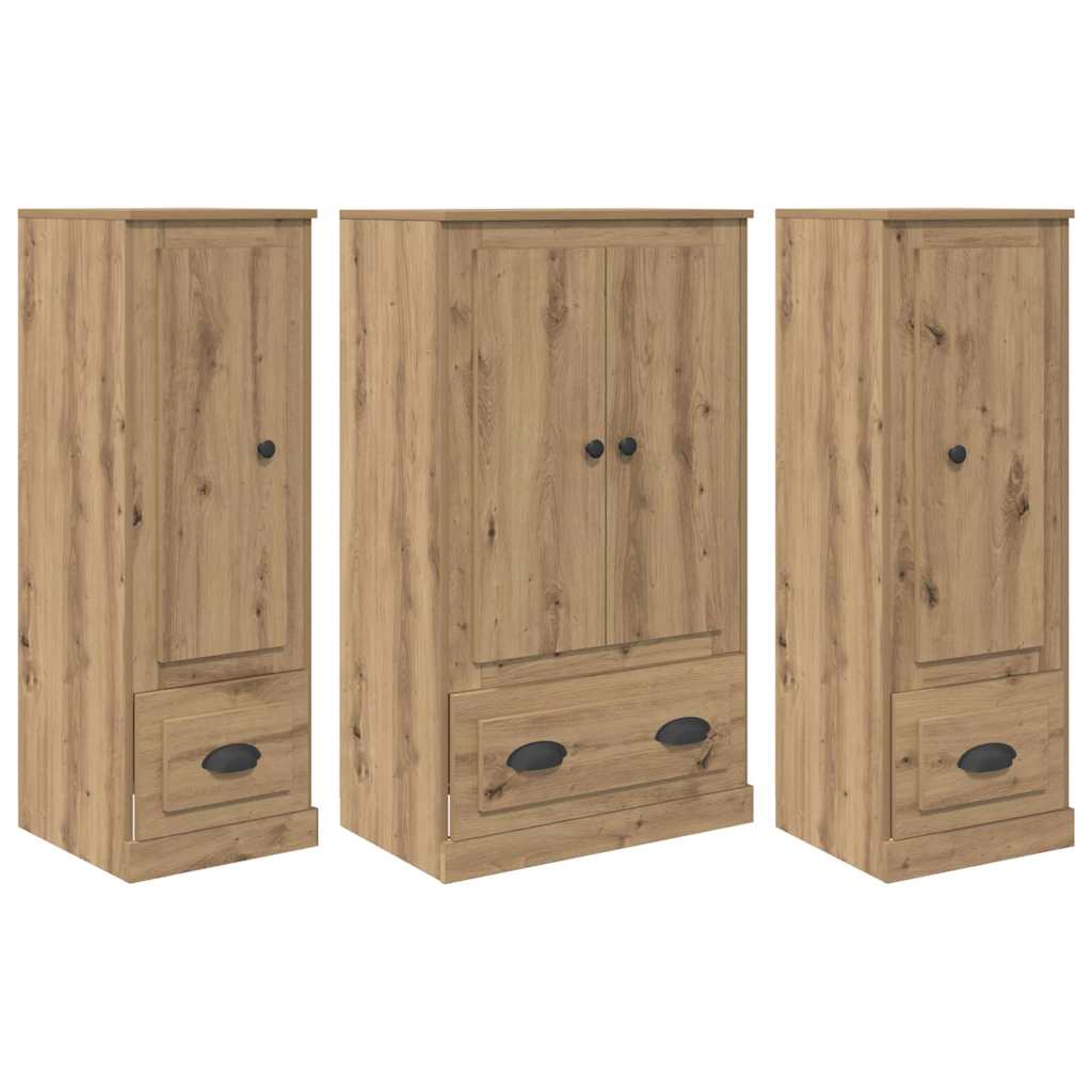 Highboard 3 pcs Umjetnički hrast 132 x 35,5 x 103,5 cm
