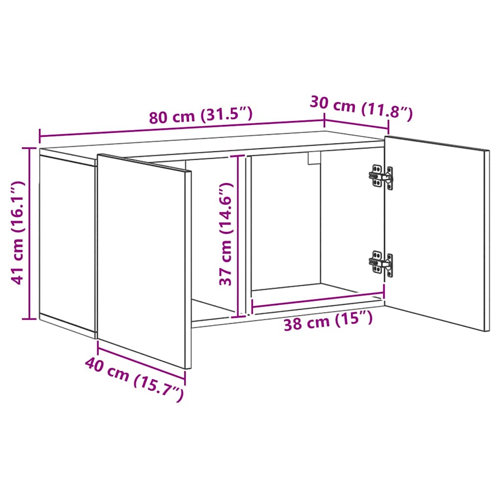 TV zidna jedinica Zidne 5 pcs Crni hrast Konstruirano drvo