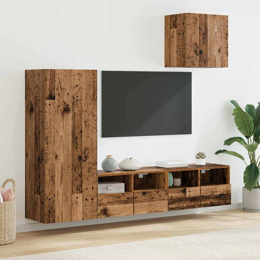 TV zidne jedinice 4 pcs Staro drvo Konstruirano drvo