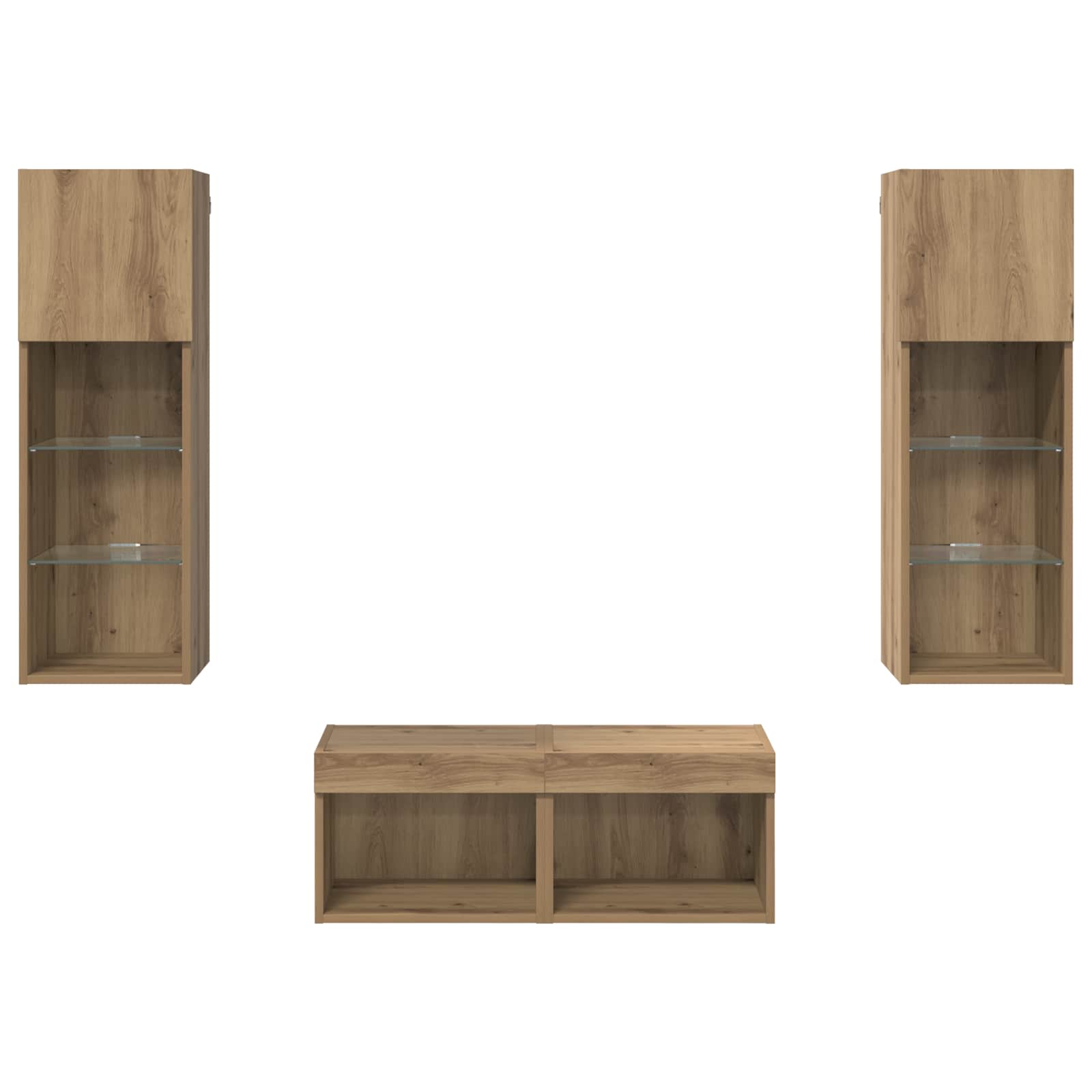 TV zidni ormari Zidne 4 pcs Crni hrast Konstruirano drvo