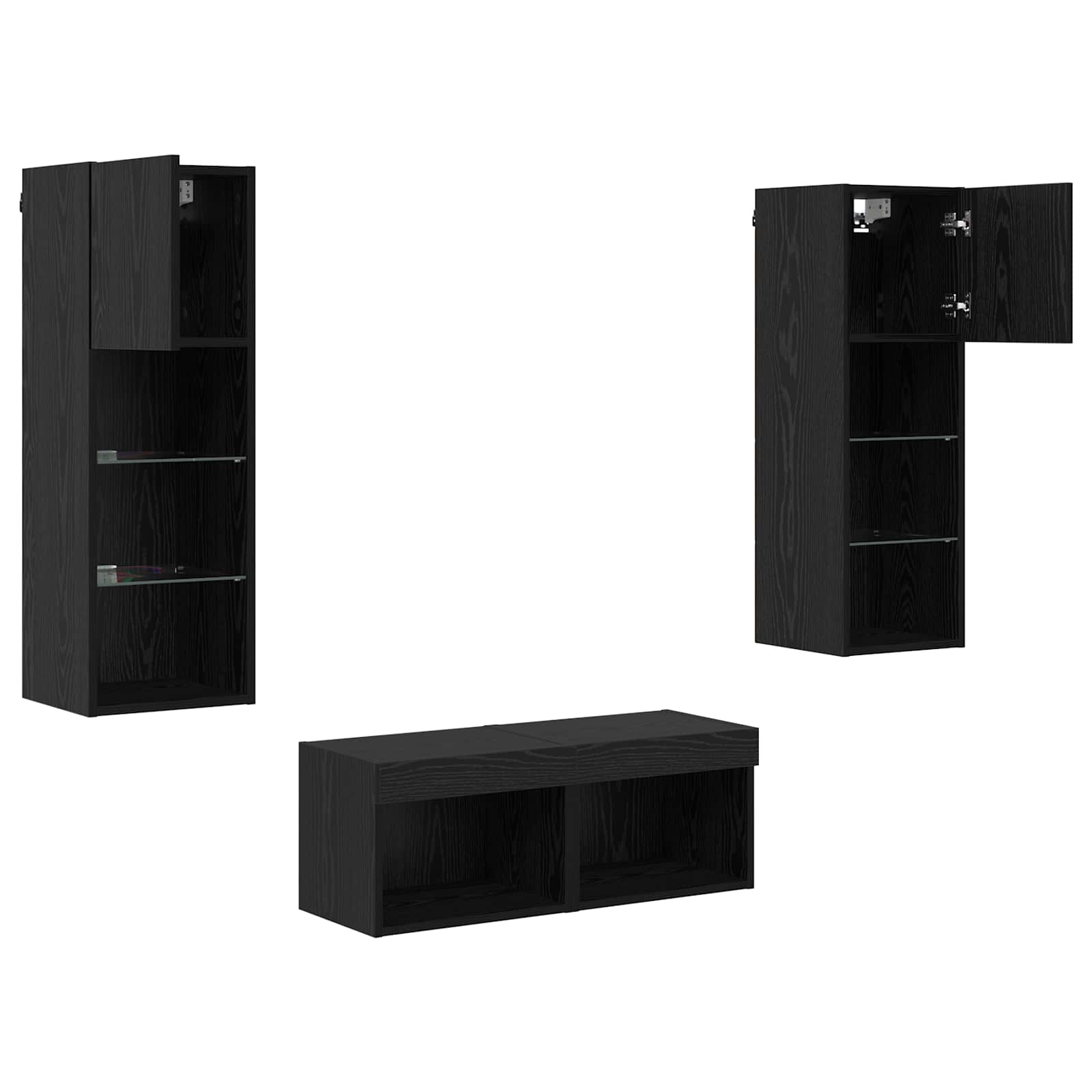 TV zidni ormari Zidne 4 pcs Crni hrast Konstruirano drvo