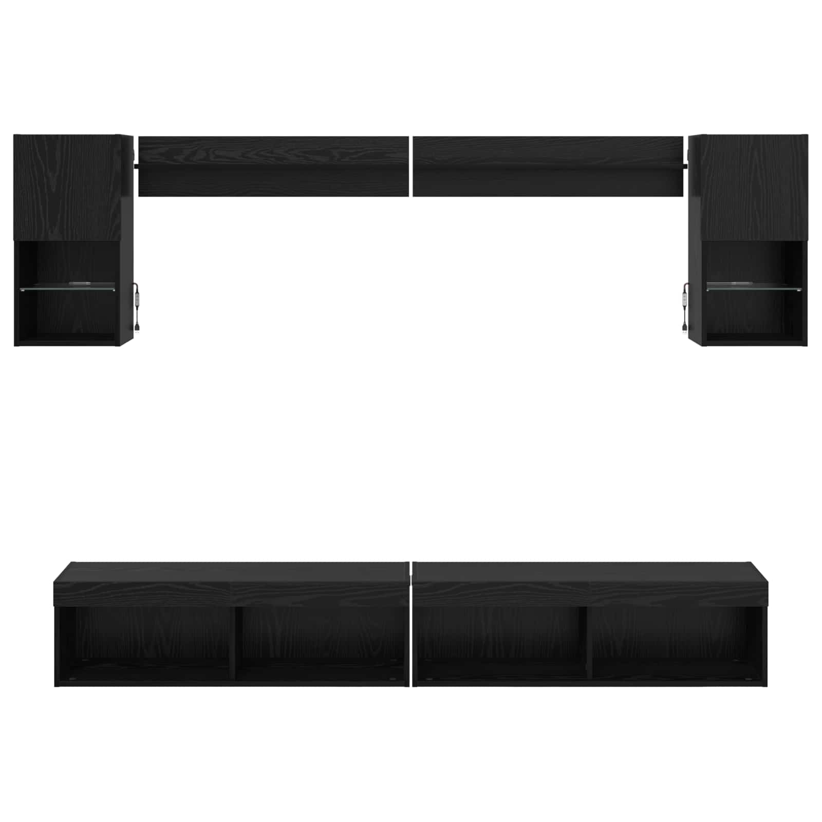 TV zidne jedinice s LED-om 6 pcs Crni hrast Konstruirano drvo